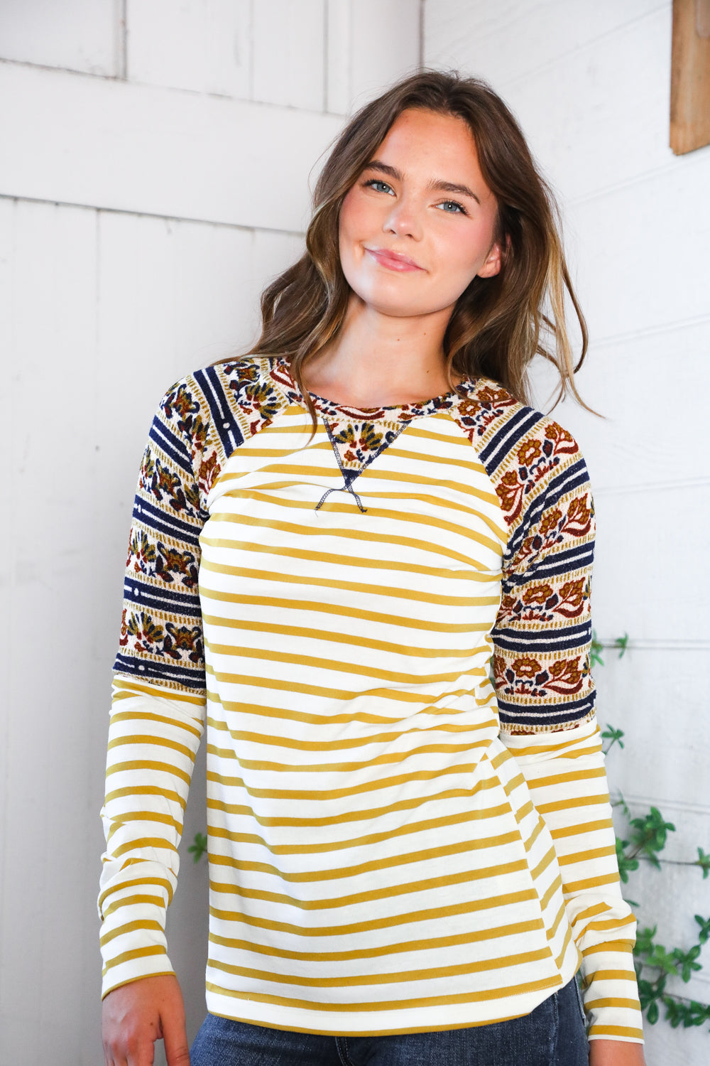 Stripes for Days Vintage Floral Raglan    Joy & Country