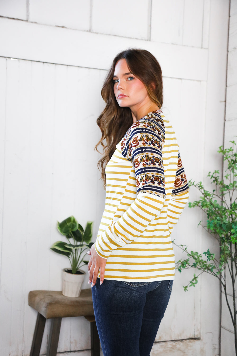 Stripes for Days Vintage Floral Raglan    Joy & Country