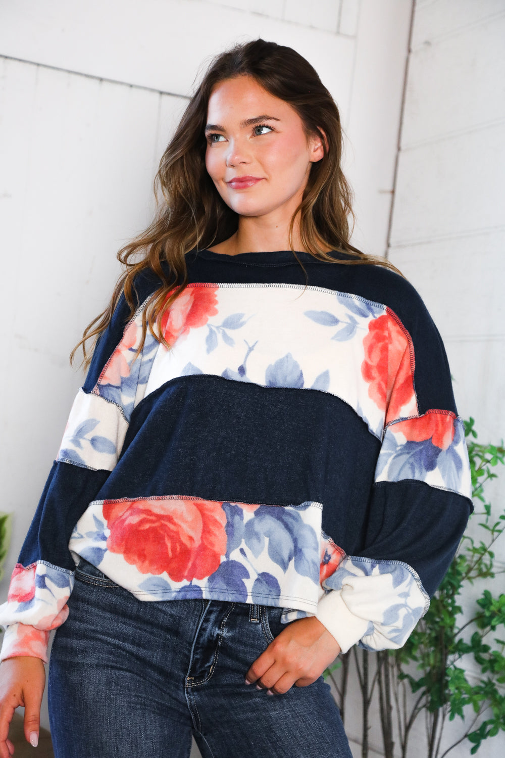 Cottage Roses Colorblock Long Sleeve    Joy & Country