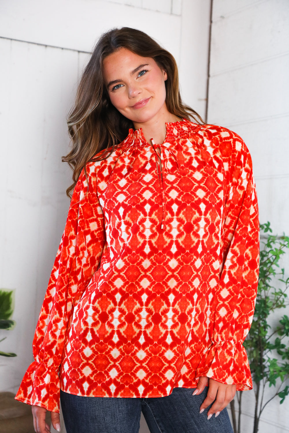 Red Hot Ruffles Woven Blouse    Joy & Country