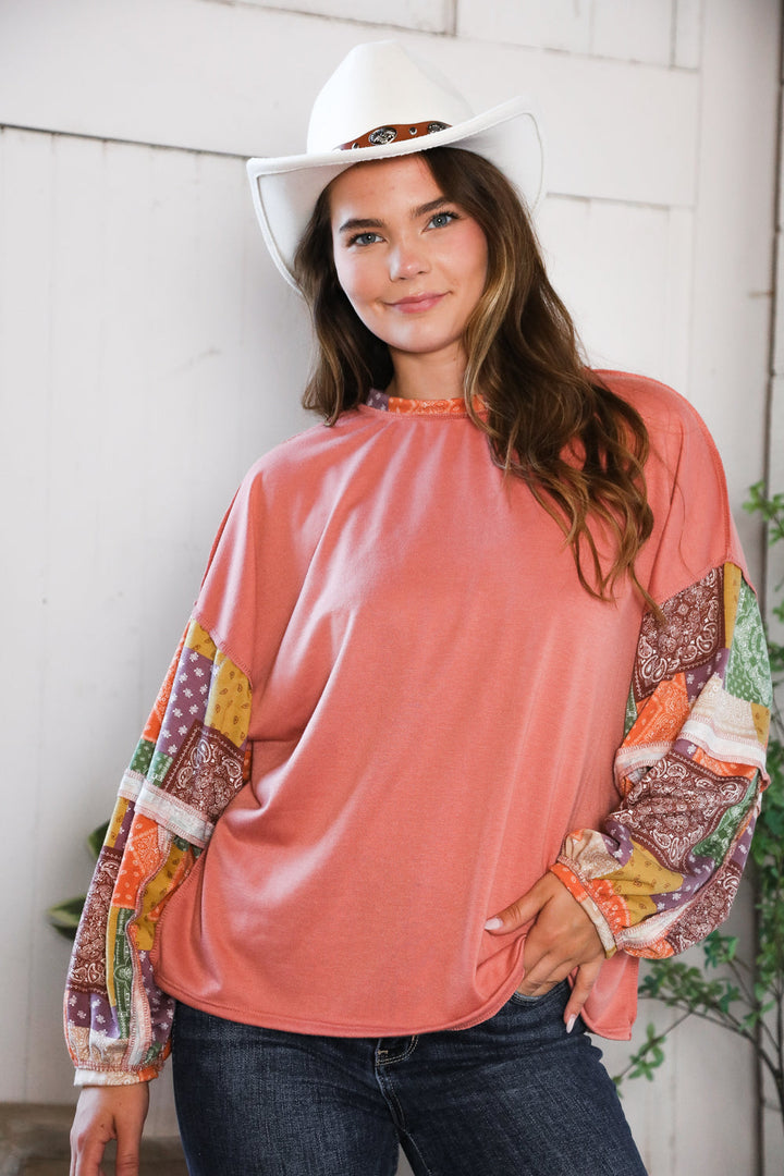 Wanderlust Patchwork Long Sleeve Top    Joy & Country