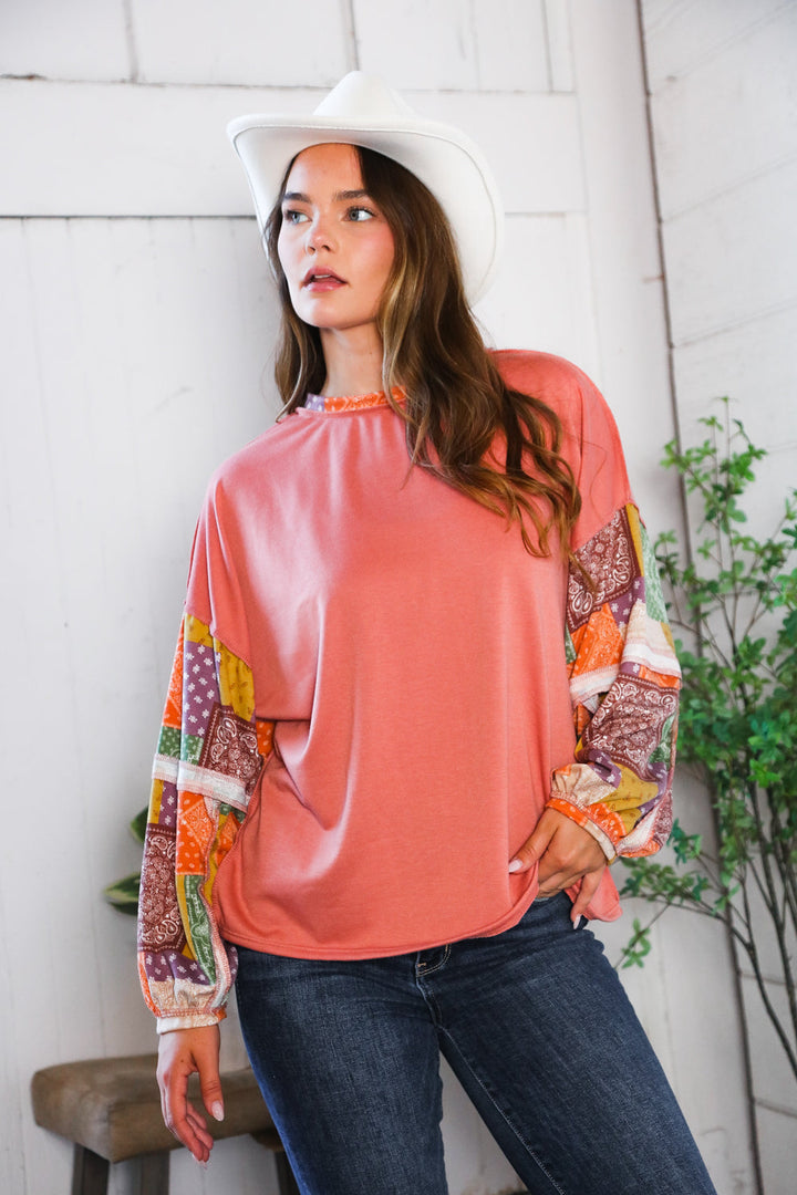 Wanderlust Patchwork Long Sleeve Top    Joy & Country