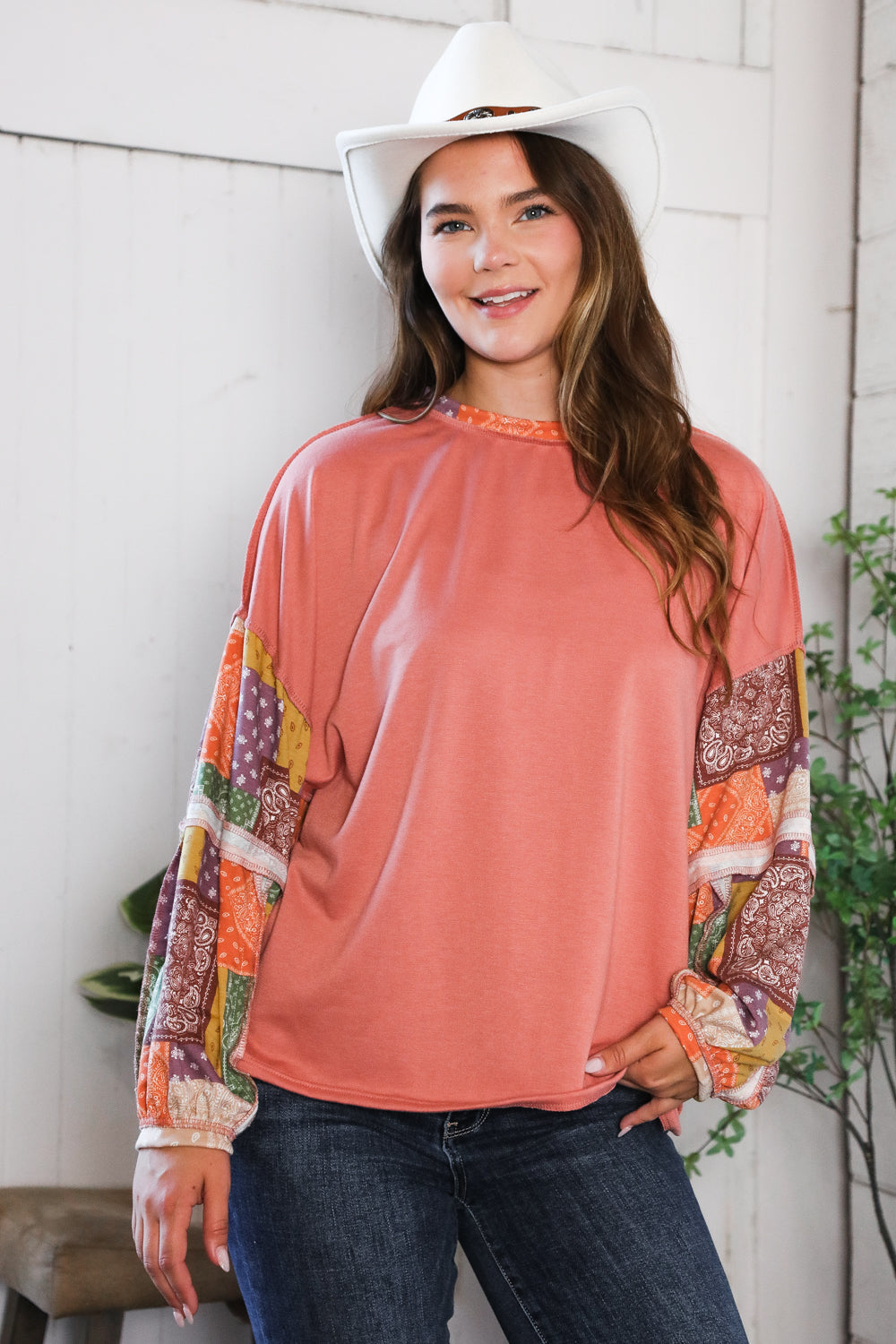 Wanderlust Patchwork Long Sleeve Top    Joy & Country