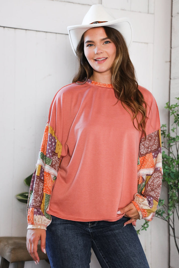 Wanderlust Patchwork Long Sleeve Top    Joy & Country