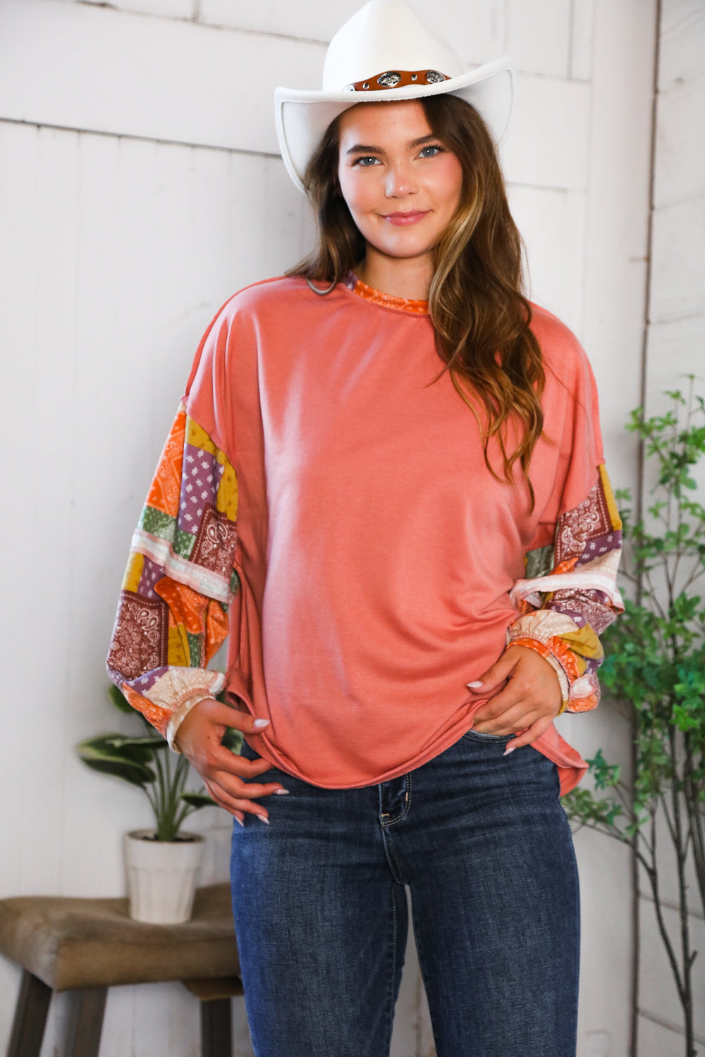 Wanderlust Patchwork Long Sleeve Top    Joy & Country
