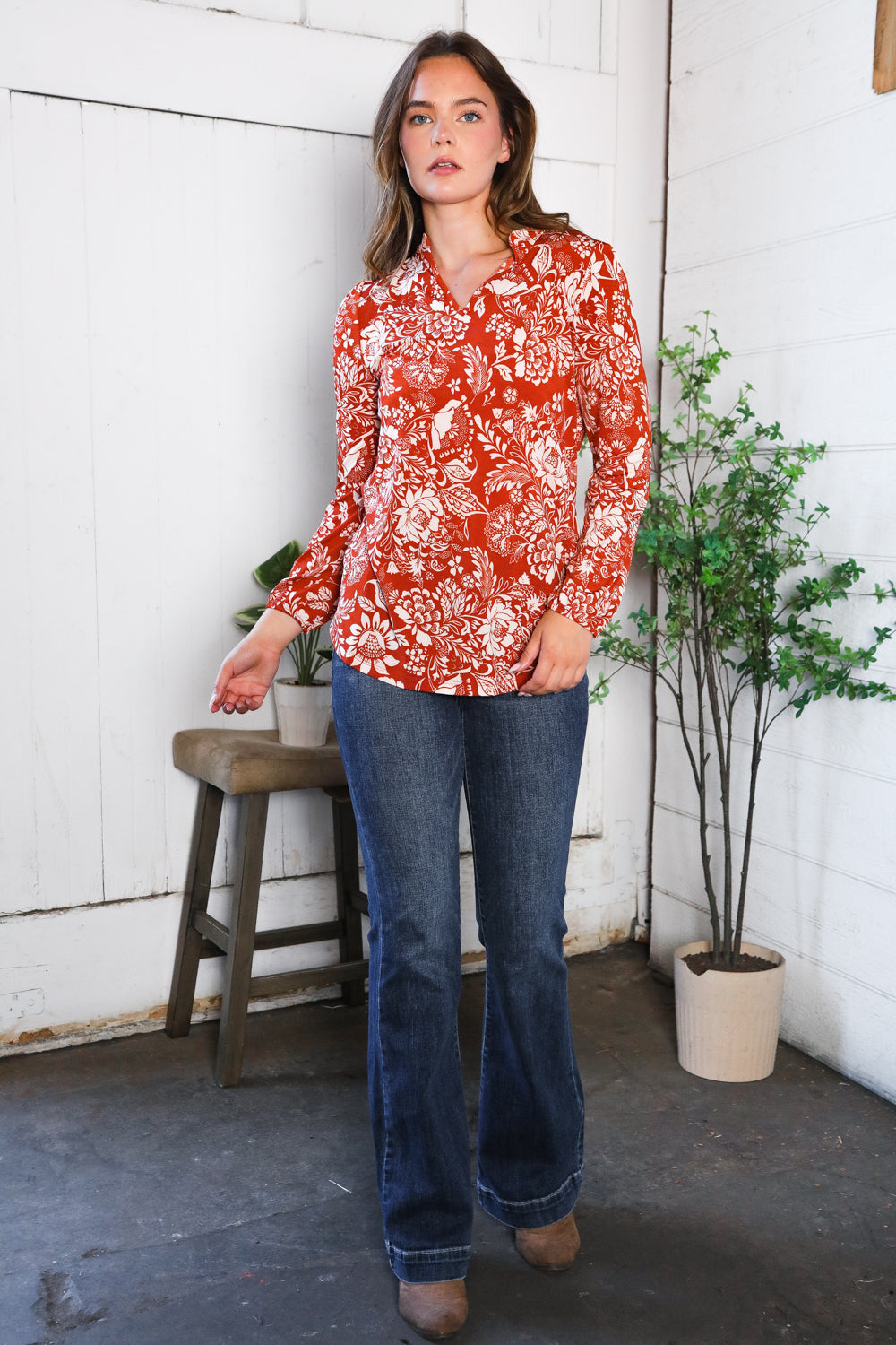 Vintage Botanical Rust Top    Joy & Country