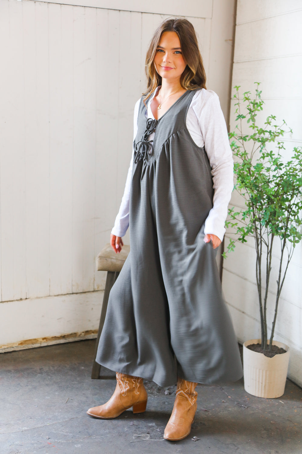 Tied Up Cozy Jumper   Jumpsuits & Rompers Joy & Country