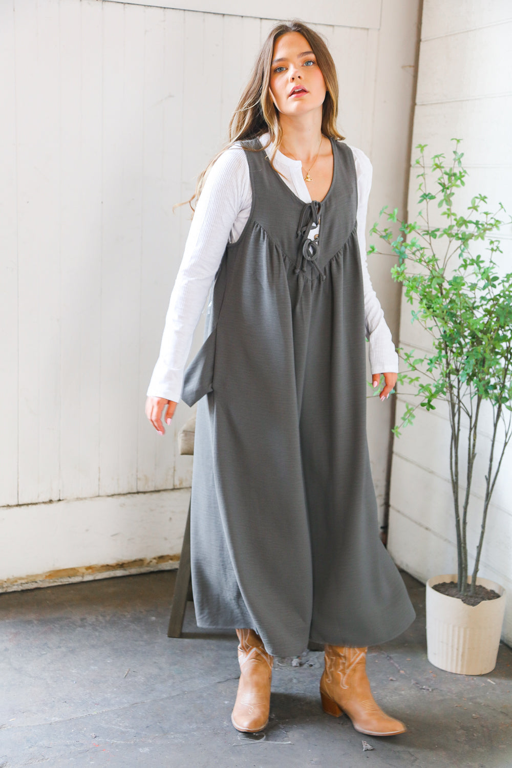 Tied Up Cozy Jumper   Jumpsuits & Rompers Joy & Country