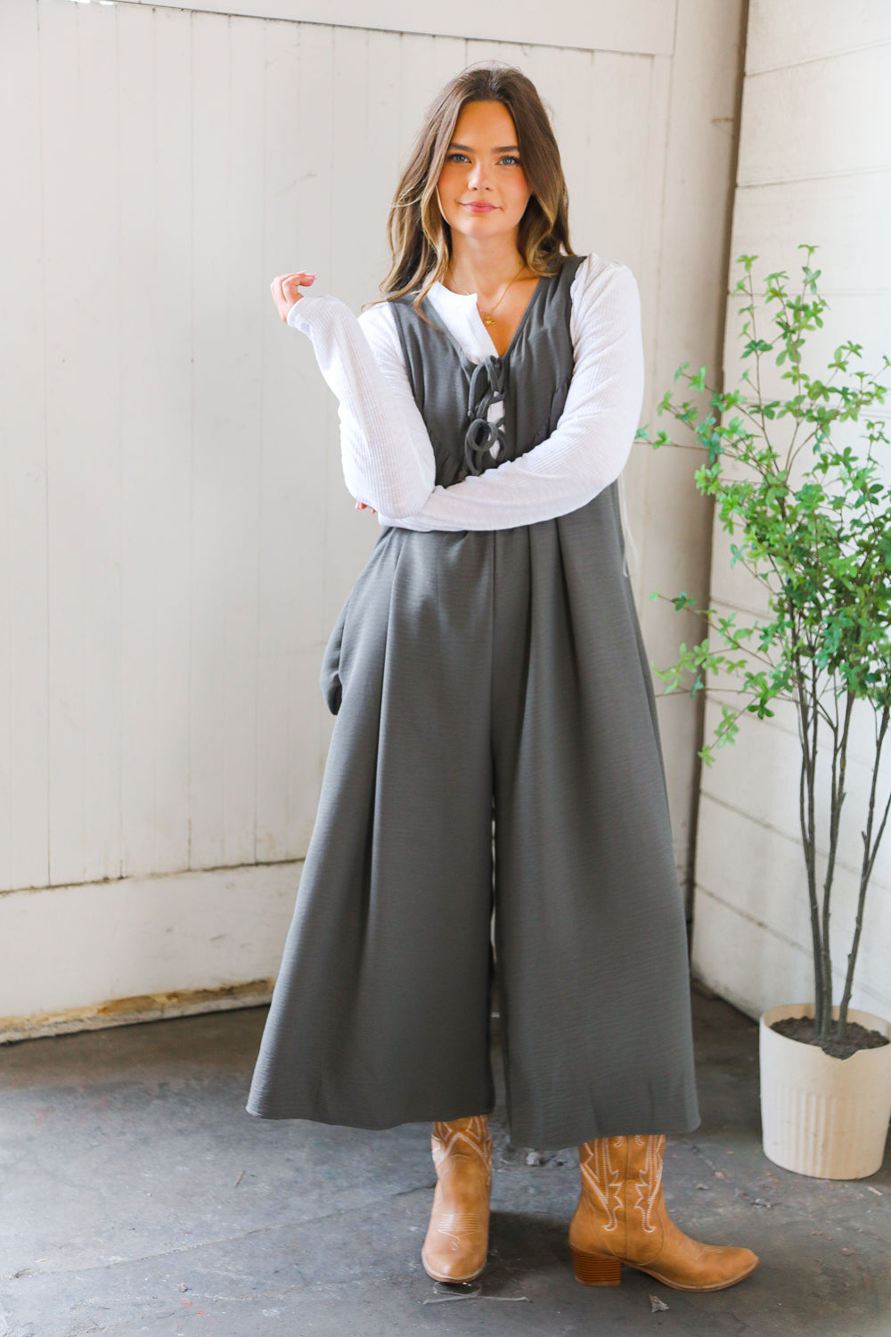 Tied Up Cozy Jumper   Jumpsuits & Rompers Joy & Country