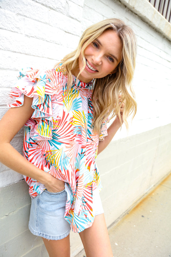 Color Splash Flutter-Sleeve Top - Joy & Country