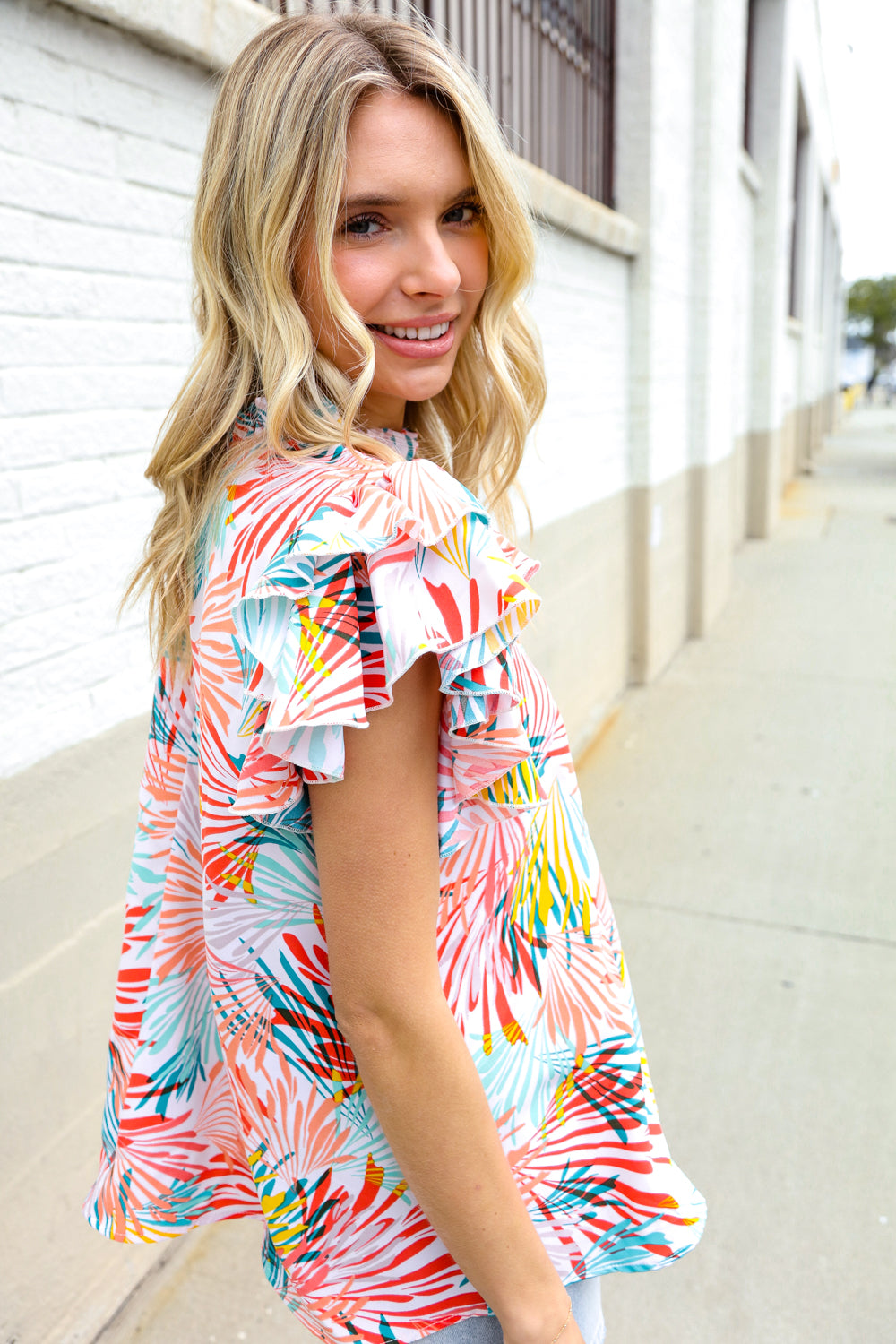 Color Splash Flutter-Sleeve Top - Joy & Country