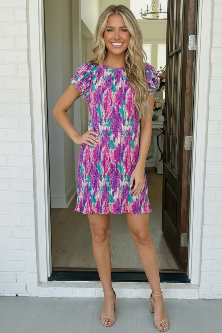 Violet Charm Pleated Mini Dress   Dresses Joy & Country