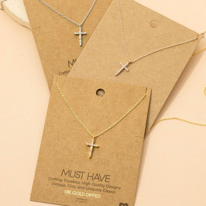 Shine Bright Petite Cross Pendant Necklace