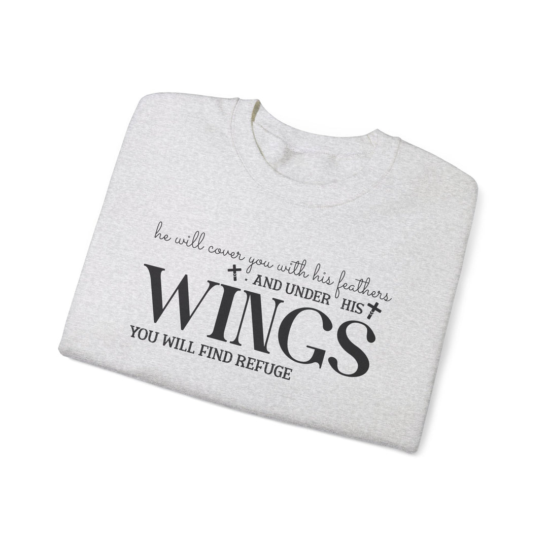 Under His Wings You Will Find Refuge Psalm 91 (Sleeve Print) - Unisex Crewneck Sweatshirt - Joy & Country