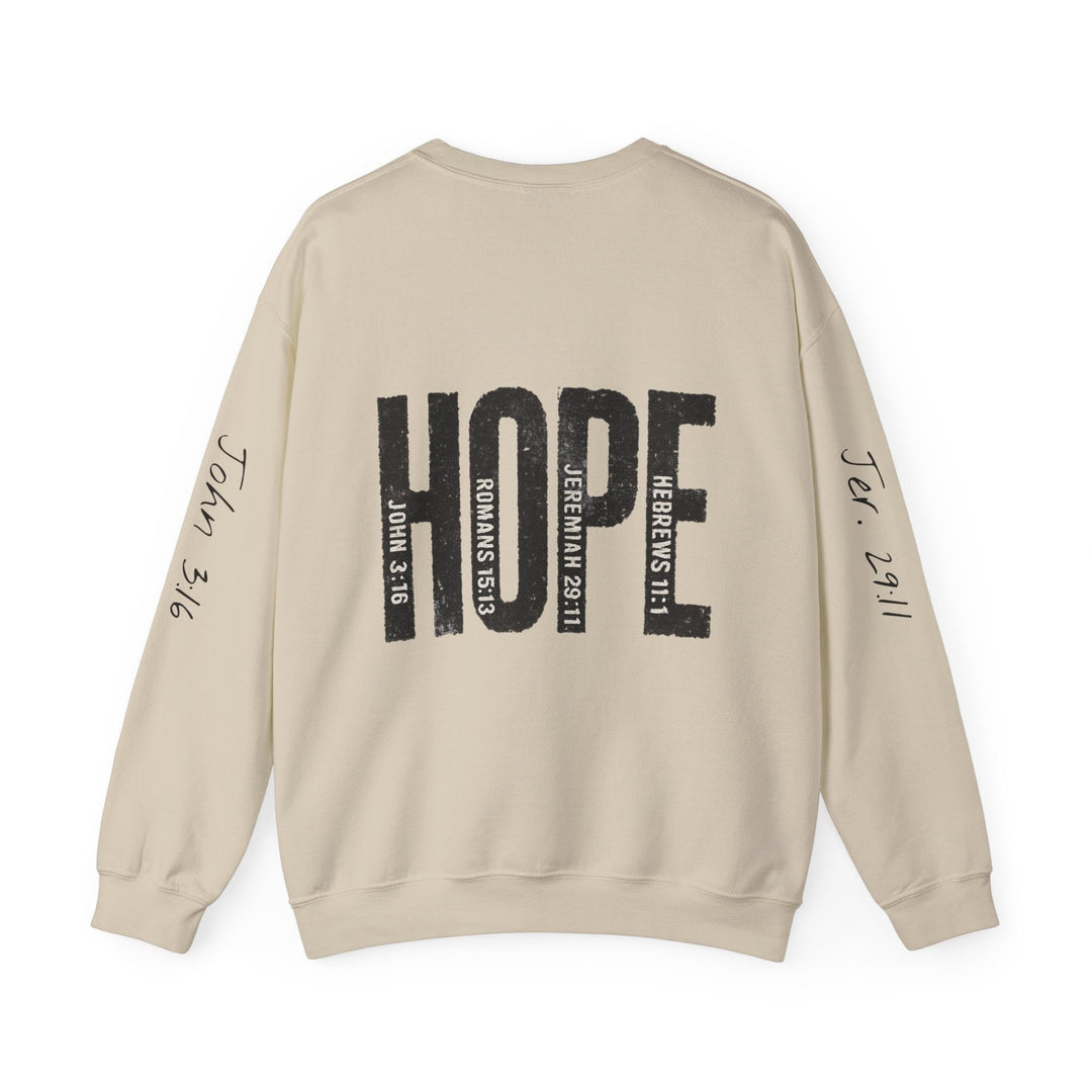 HOPE With Scriptures - Back And Sleeve Prints - Unisex Crewneck Sweatshirt   Sweatshirt Joy & Country