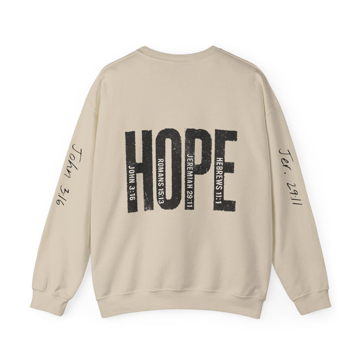 HOPE With Scriptures - Back And Sleeve Prints - Unisex Crewneck Sweatshirt   Sweatshirt Joy & Country
