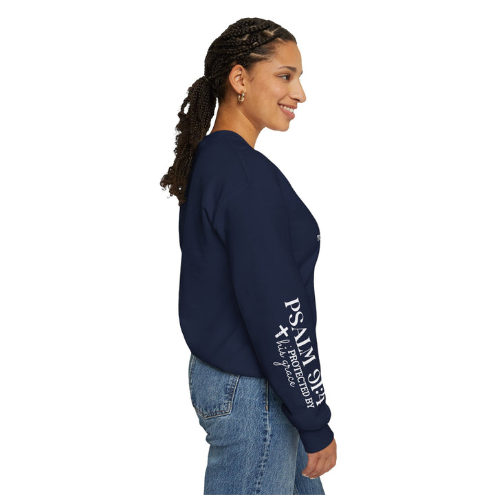 Under His Wings You Will Find Refuge Psalm 91 (Sleeve Print) - Unisex Crewneck Sweatshirt - Joy & Country