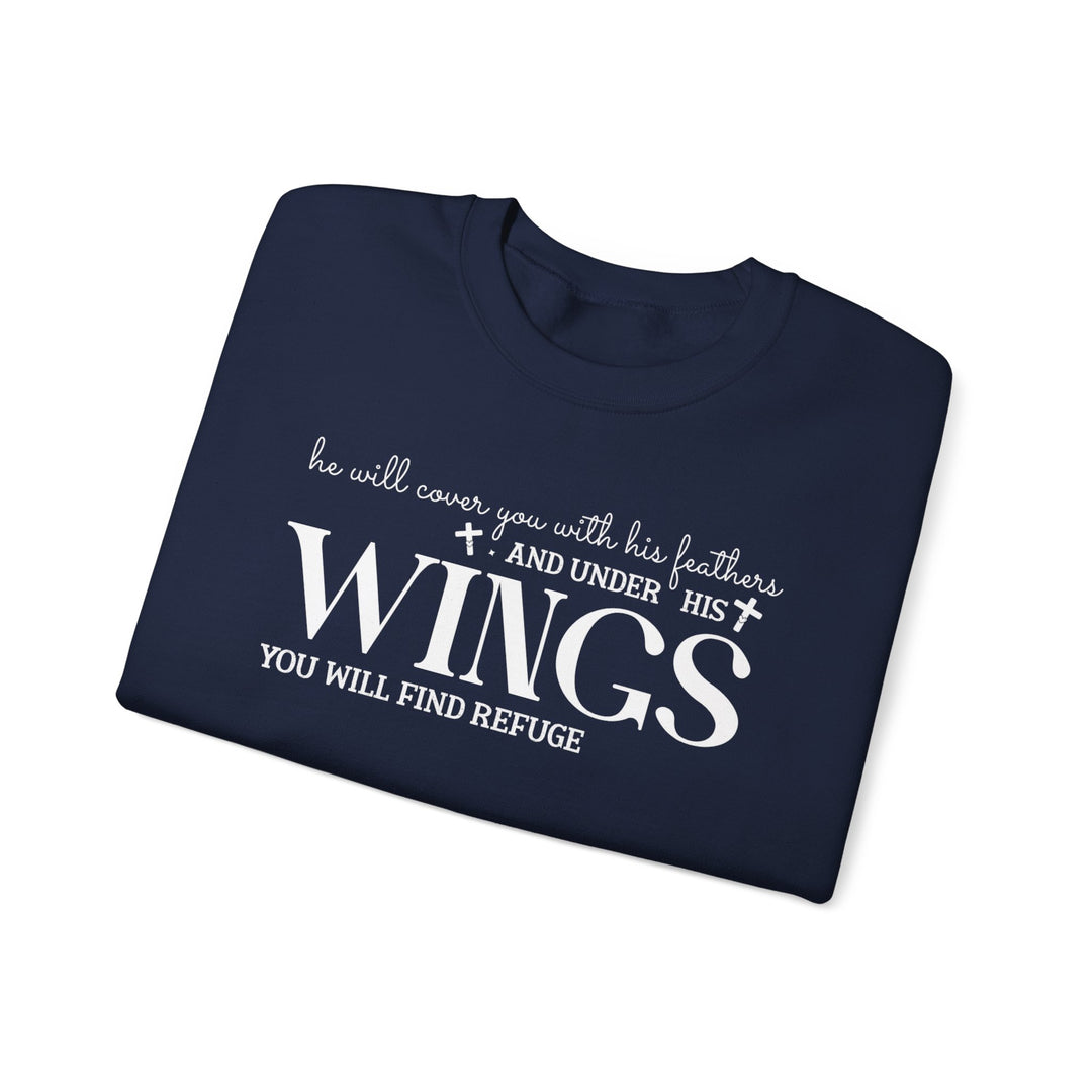 Under His Wings You Will Find Refuge Psalm 91 (Sleeve Print) - Unisex Crewneck Sweatshirt - Joy & Country