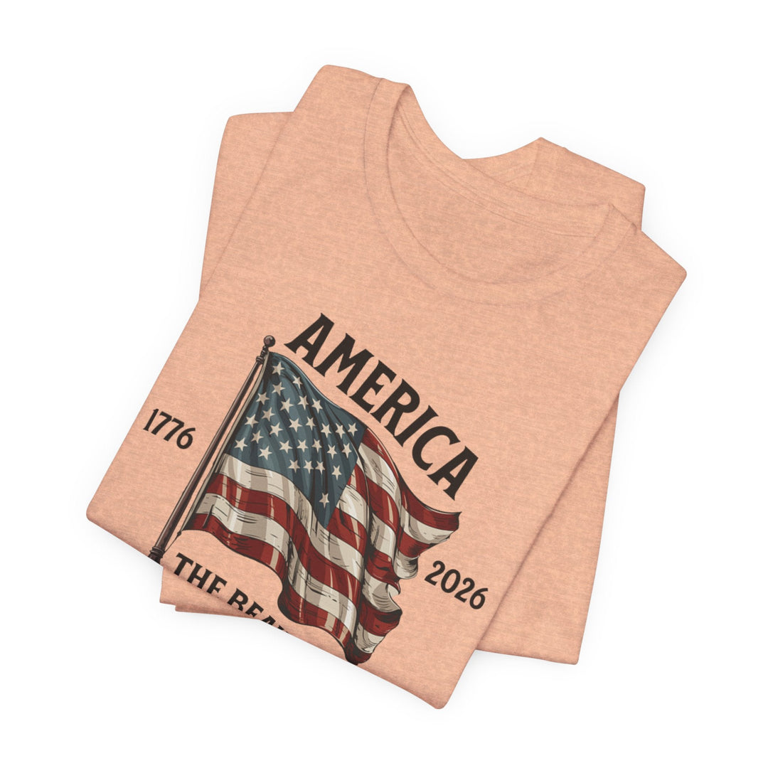 America the Beautiful Waving Flag 1776–2026 - Unisex Crew-Neck Tee   T-Shirt Joy & Country