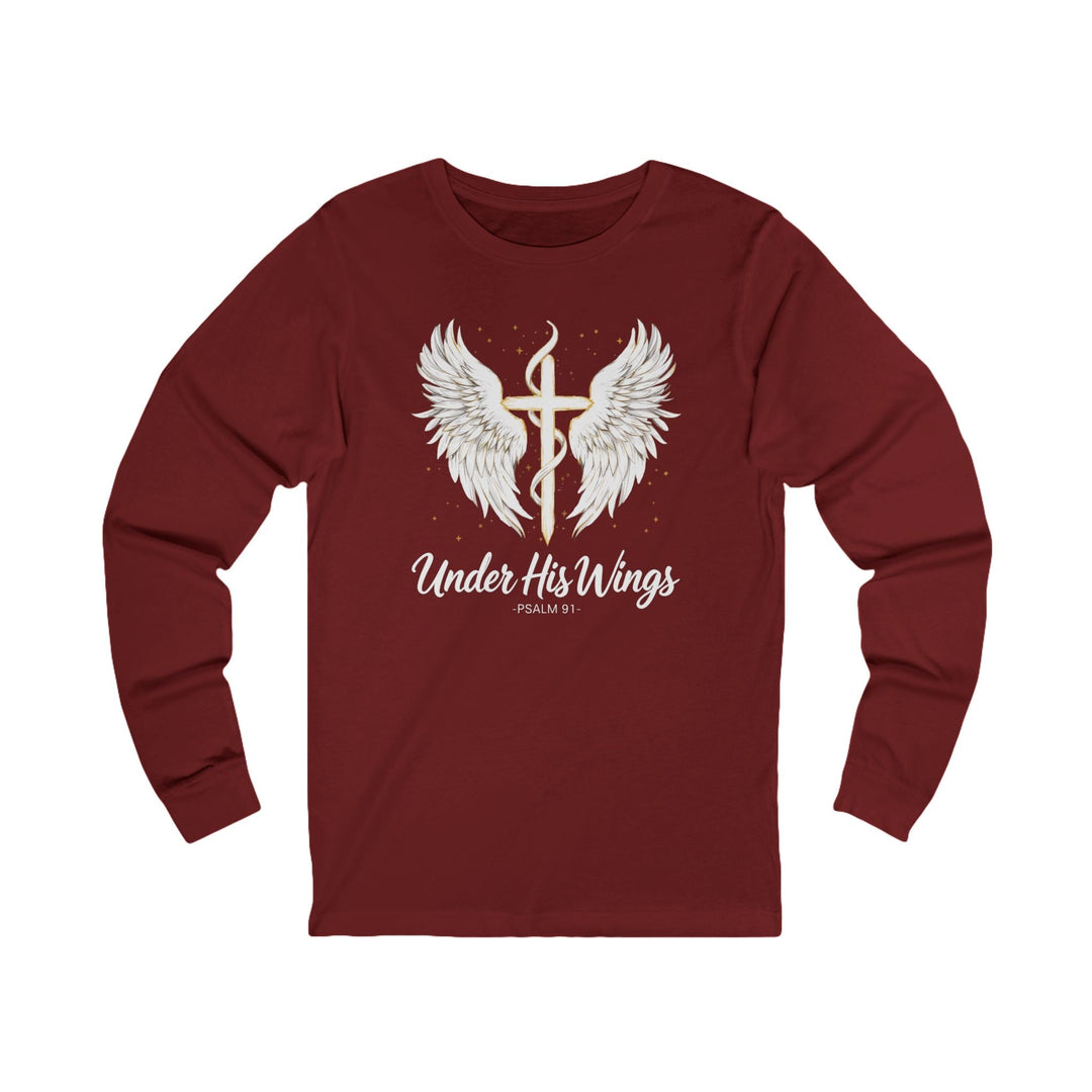 Under His Wings - Psalm 91 With Cross - Unisex Long-Sleeve Tee   Long-sleeve Joy & Country