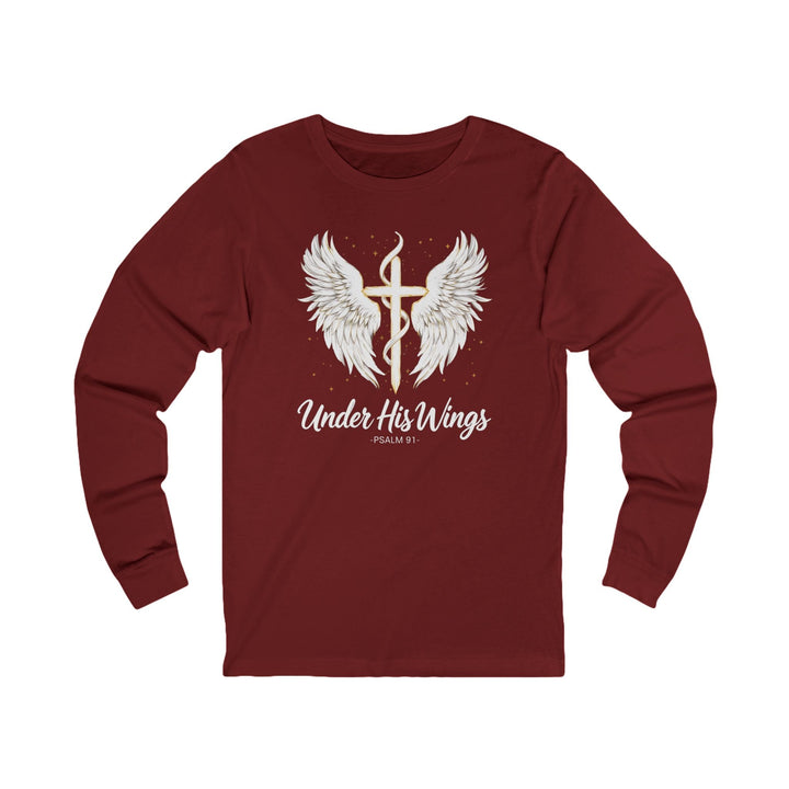 Under His Wings - Psalm 91 With Cross - Unisex Long-Sleeve Tee   Long-sleeve Joy & Country
