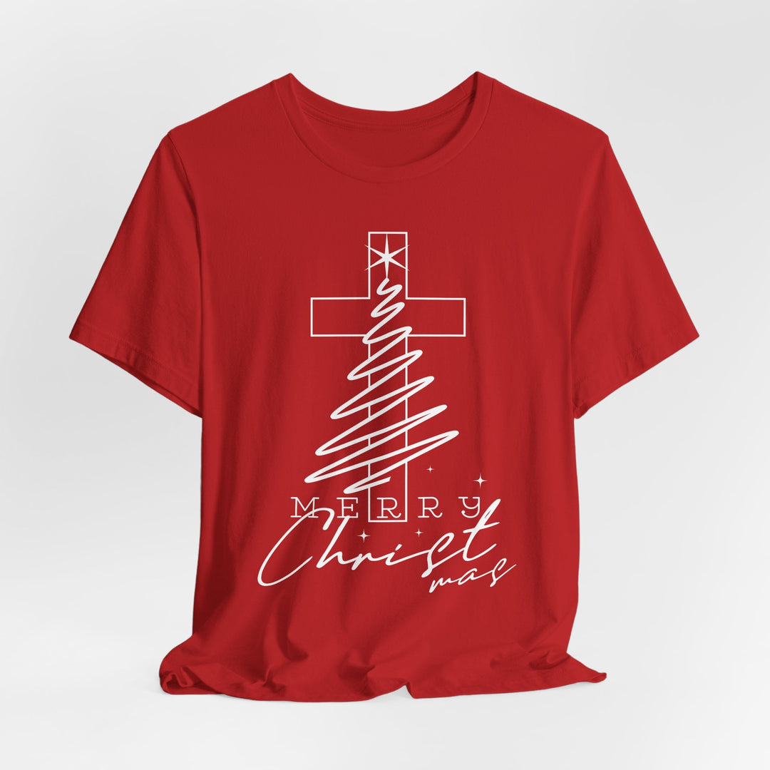 Merry Christ-mas With Cross - Unisex Crew-Neck Tee   T-Shirt Joy & Country