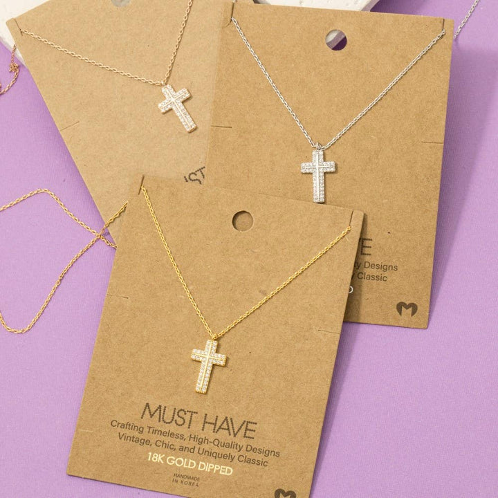 Restores My Soul - Pave Rhinestone Cross Necklace