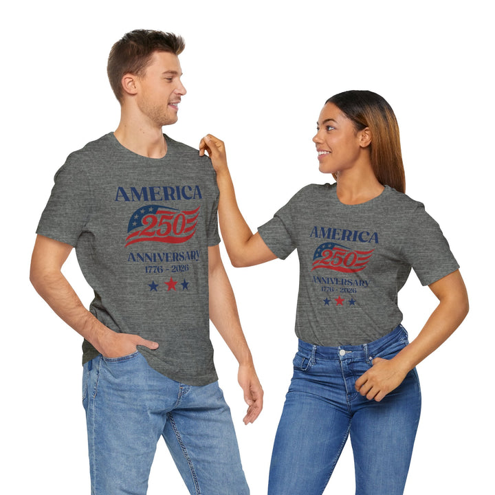 America 250th Anniversary Flag 1776-2026 With Stars - Unisex Crew-Neck Tee   T-Shirt Joy & Country