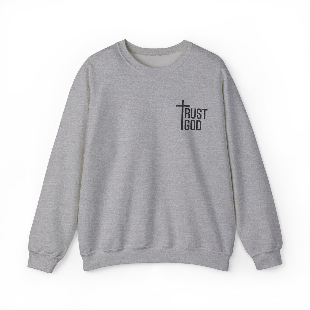 [Embroidered] Trust God Cross Design - Unisex Crew-Neck Sweatshirt   Sweatshirt Joy & Country