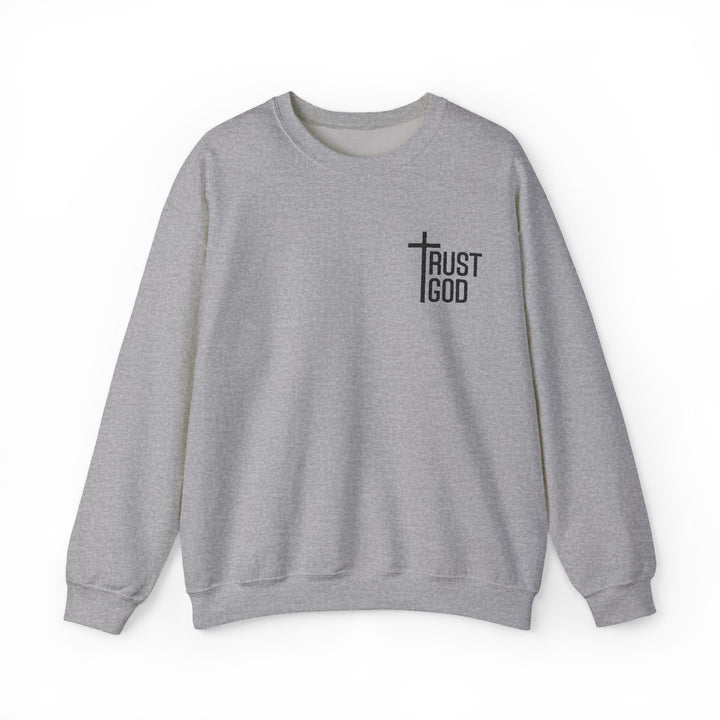 [Embroidered] Trust God Cross Design - Unisex Crew-Neck Sweatshirt   Sweatshirt Joy & Country