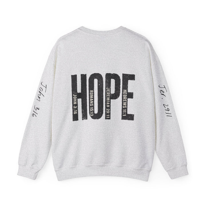 HOPE With Scriptures - Back And Sleeve Prints - Unisex Crewneck Sweatshirt   Sweatshirt Joy & Country