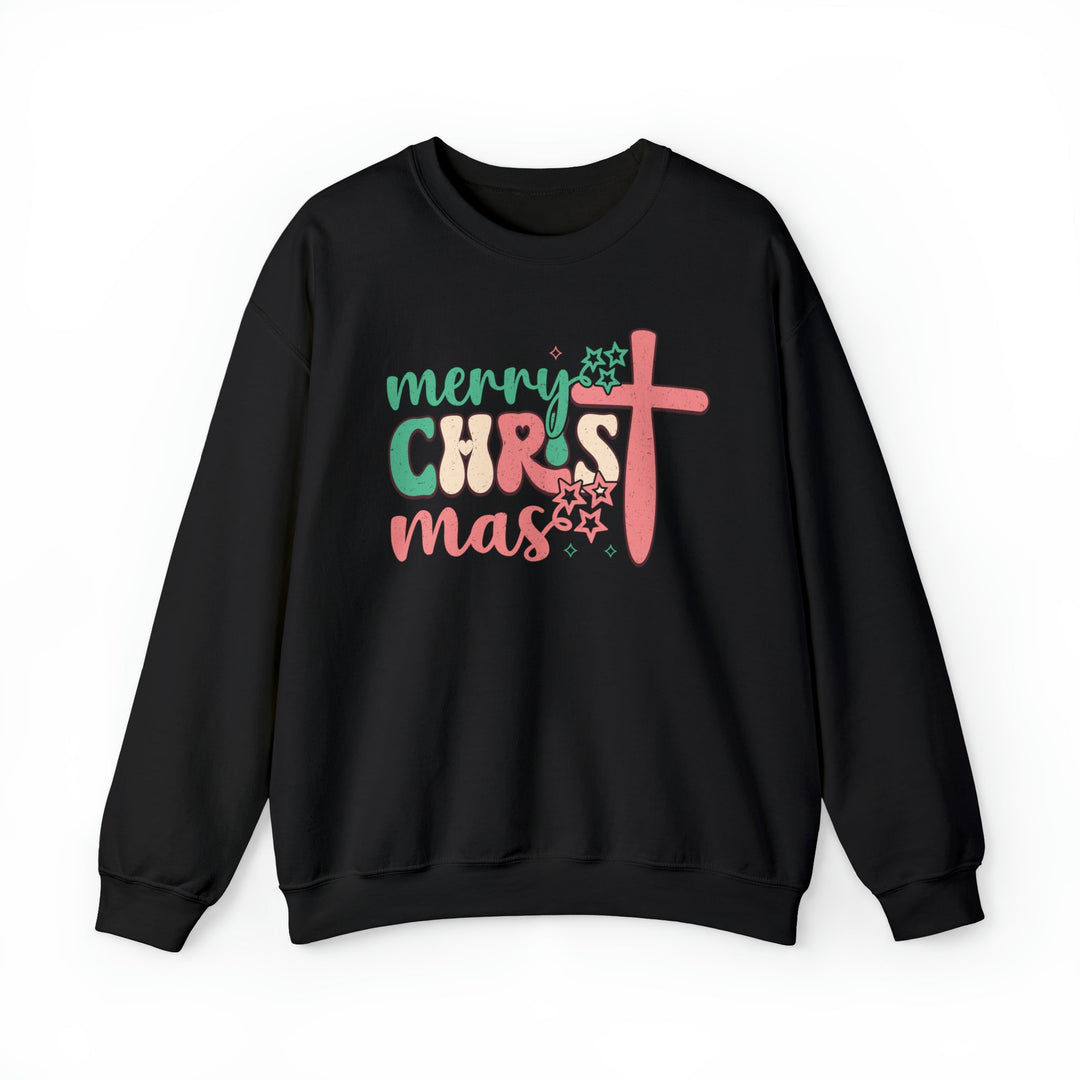 Merry Christ-mas Vintage With Cross - Unisex Crew-Neck Sweatshirt   Sweatshirt Joy & Country