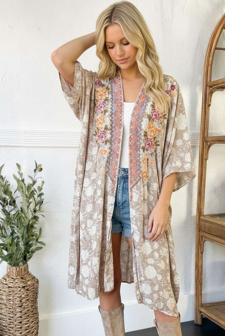 Aurora Glow Embroidered Kimono