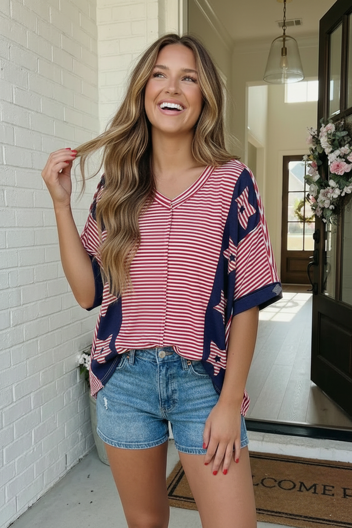 Stars and Stripes Forever Oversized Top    Joy & Country