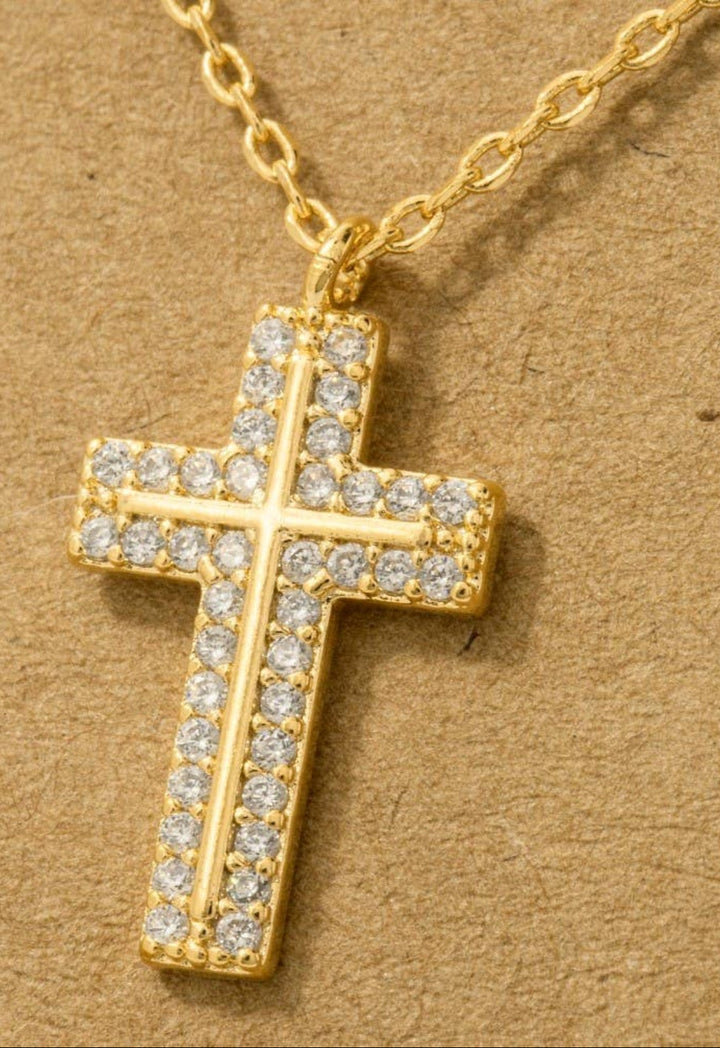 Restores My Soul - Pave Rhinestone Cross Necklace