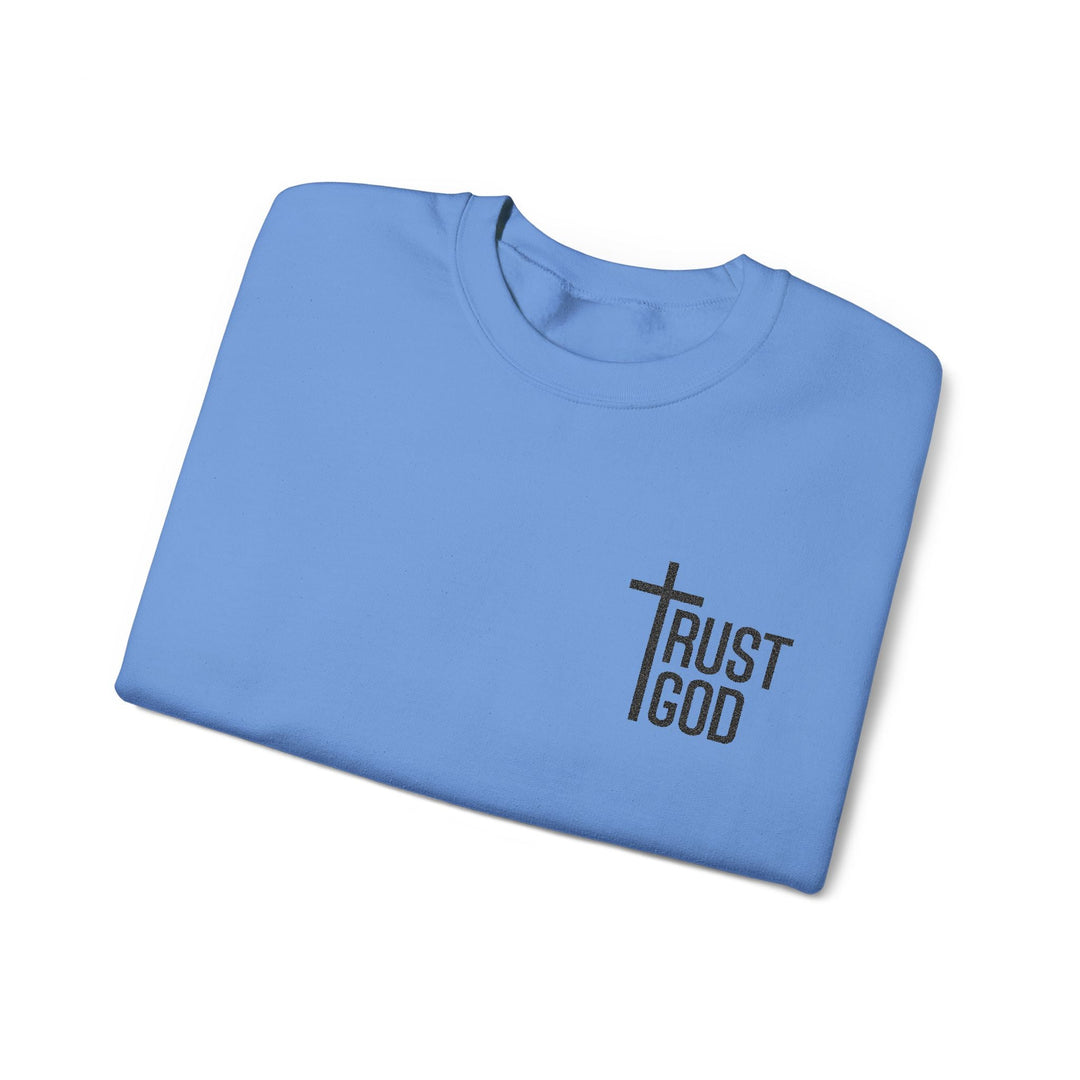 [Embroidered] Trust God Cross Design - Unisex Crew-Neck Sweatshirt   Sweatshirt Joy & Country