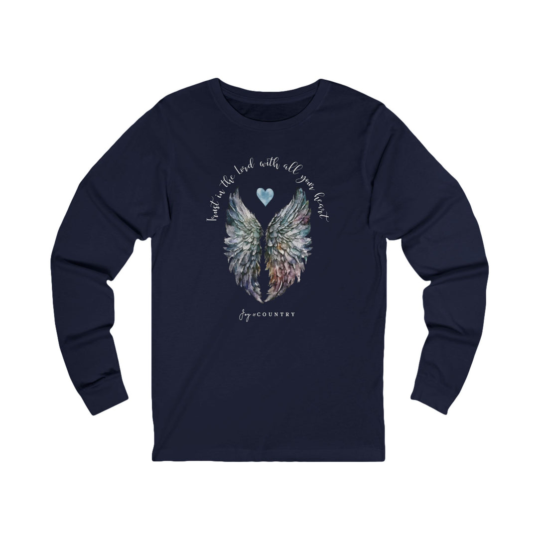 Trust In The Lord With All Your Heart - Watercolor Angel Wings - Unisex Long-Sleeve Tee
