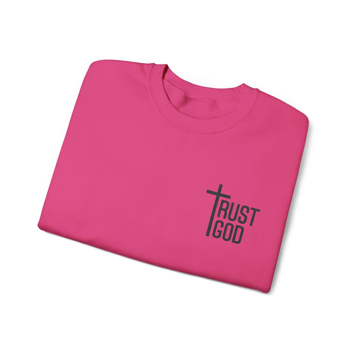 [Embroidered] Trust God Cross Design - Unisex Crew-Neck Sweatshirt   Sweatshirt Joy & Country