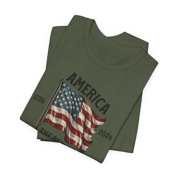 America the Beautiful Waving Flag 1776–2026 - Unisex Crew-Neck Tee   T-Shirt Joy & Country