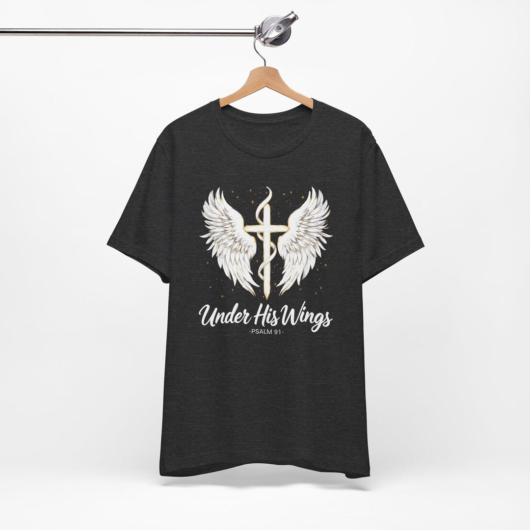 Under His Wings Psalm 91 With Cross - Unisex Crew-Neck Tee - Joy & Country