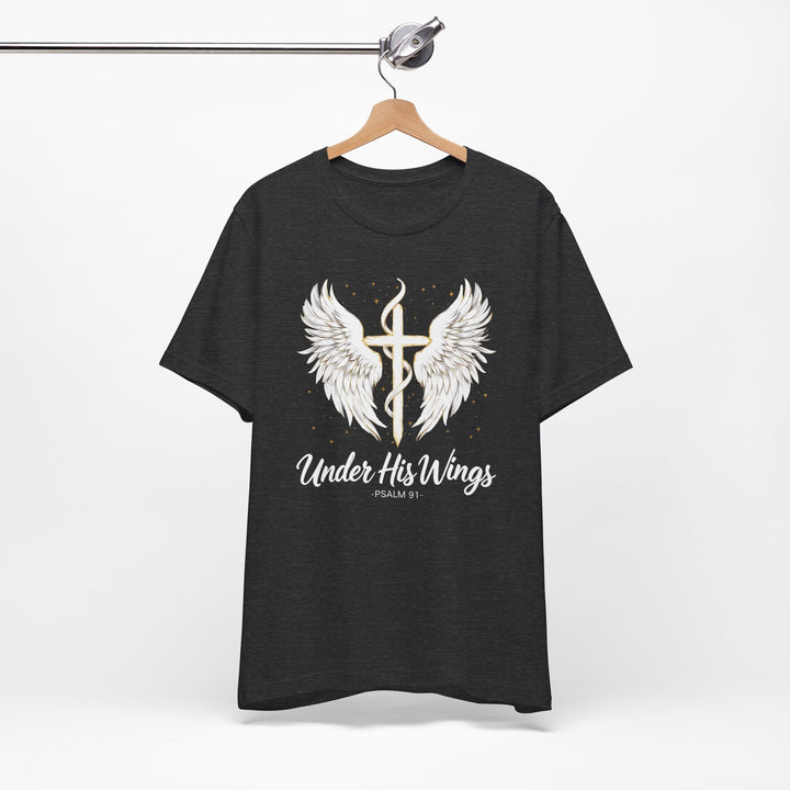 Under His Wings Psalm 91 With Cross - Unisex Crew-Neck Tee - Joy & Country