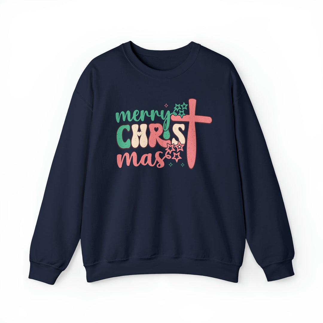 Merry Christ-mas Vintage With Cross - Unisex Crew-Neck Sweatshirt   Sweatshirt Joy & Country