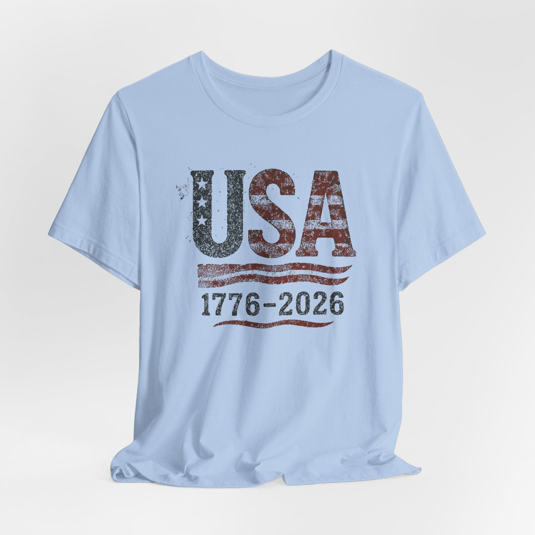 USA Flag 250th Anniversary Rugged 1776-2026 - Unisex Crew-Neck Tee   T-Shirt Joy & Country