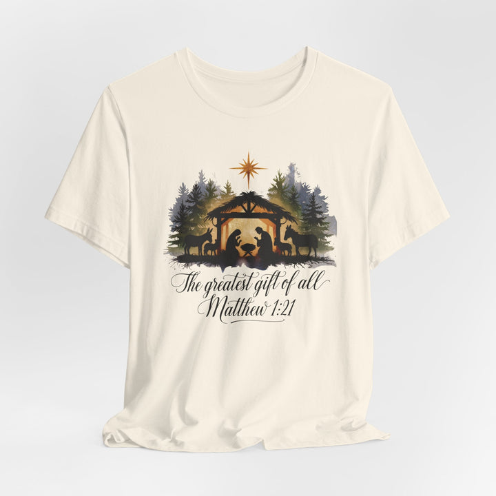 The Greatest Gift of All Matthew 1:21 - Unisex Crew-Neck Tee   T-Shirt Joy & Country