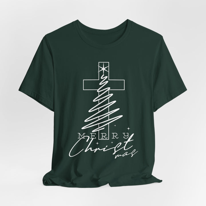 Merry Christ-mas With Cross - Unisex Crew-Neck Tee   T-Shirt Joy & Country