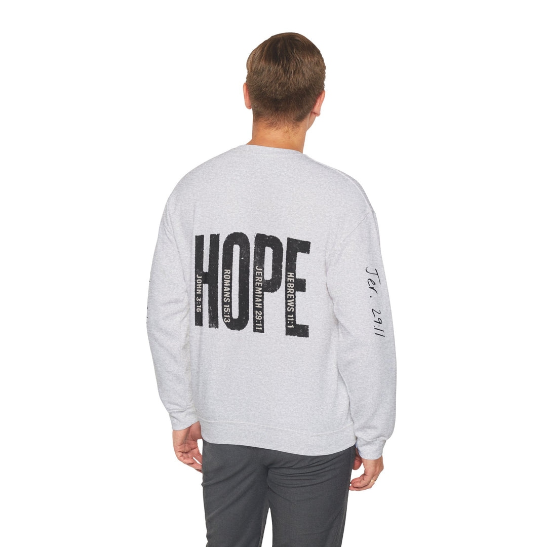 HOPE With Scriptures - Back And Sleeve Prints - Unisex Crewneck Sweatshirt   Sweatshirt Joy & Country