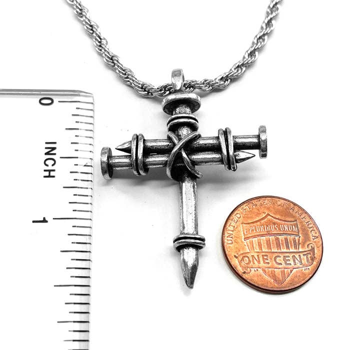 Nail Cross Necklace On Stainless Steel Rope Chain