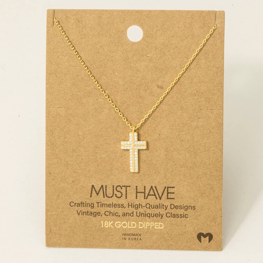 Restores My Soul - Pave Rhinestone Cross Necklace
