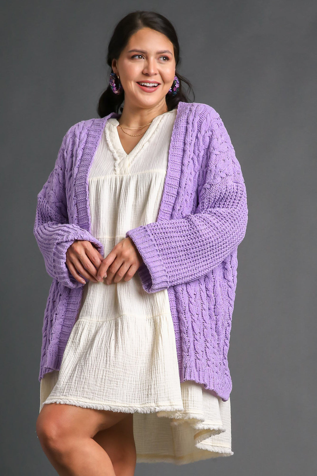 Lilac Beauty Cable-Knit Cardigan - Joy & Country