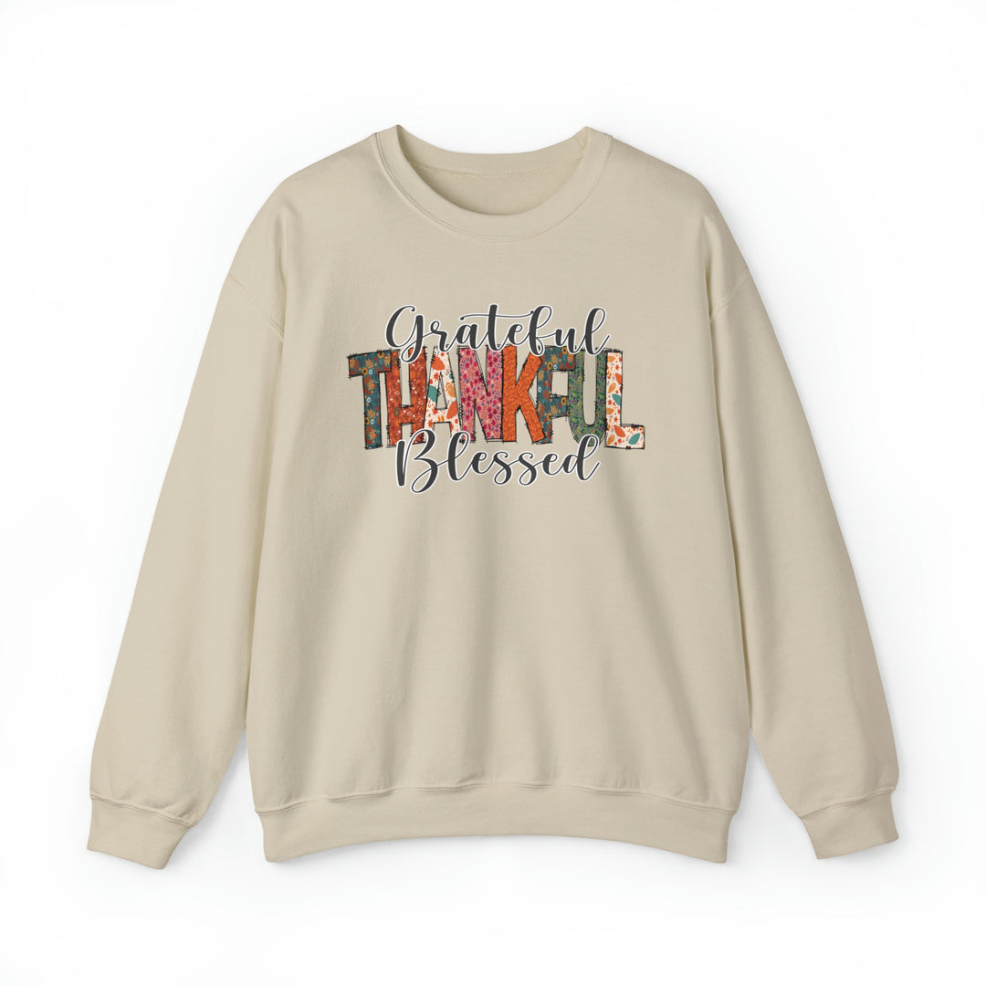 Grateful, Thankful, Blessed Patterns - Unisex Crew-Neck Sweatshirt   Sweatshirt Joy & Country